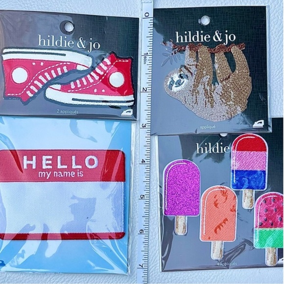 Iron on Patches lot of 8 converse, popsicles, sloth & name tag craft supplies - Picture 5 of 5